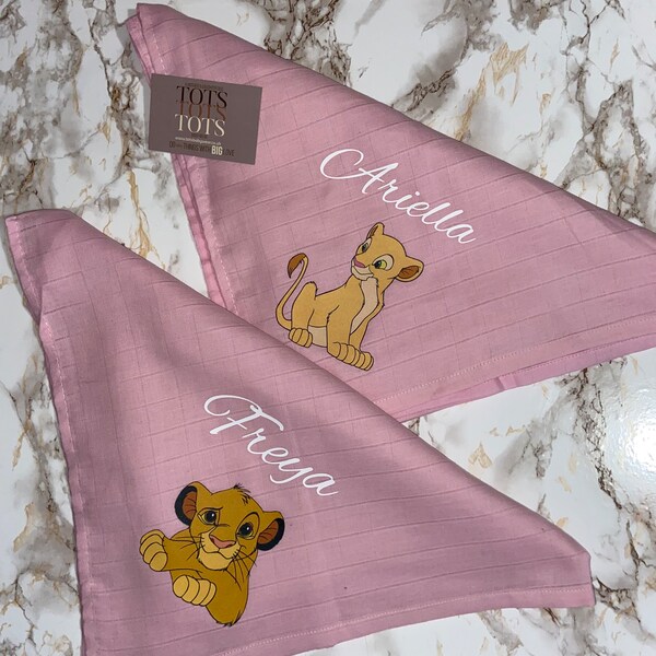 Hand Dyed Lion Personalised Baby Muslin - Birth Gift - Coming Home Outfit - Newborn - Baby Keepsake - Baby Shower - Baby Gift