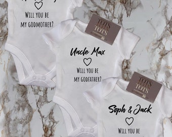 Will you be my Godmother Godfather Godparents -  Godparents - Baby Bodysuit - Gift - Christening Outfit - Christening - Godparent Gift