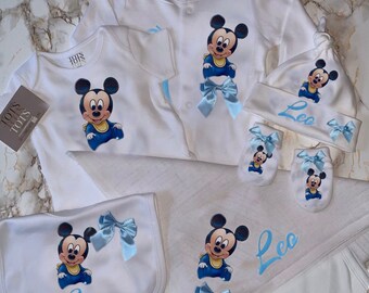 Bébé Mickey Mouse - Cadeaux de naissance personnalisés - Tenues pour le retour à la maison - Nouveau-né - Cadeaux pour bébé - Baby shower - Tenues pour bébé - Cadeau pour bébé