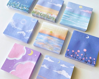 Oil Painting Sticky Notes 90 Pages Each Pack|Pretty & Cute Sticky Notes|Study and Office Memos|Bullet Journal Decoration|Sticky Notepad