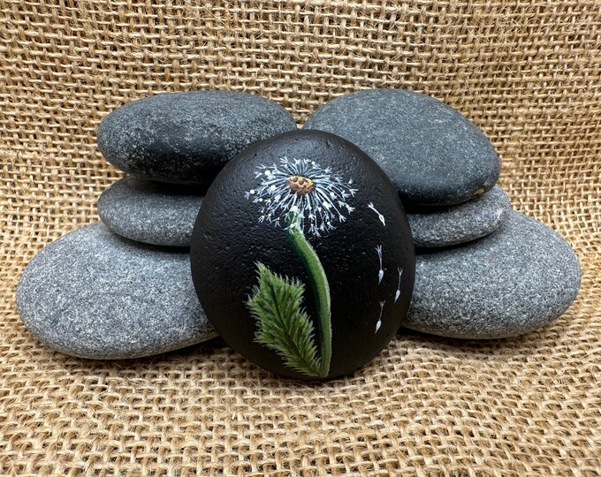 Dangle Art For Rocks Dandelion Painted Rock, Make A Wish, Hand Painted, Rock Art - Etsy