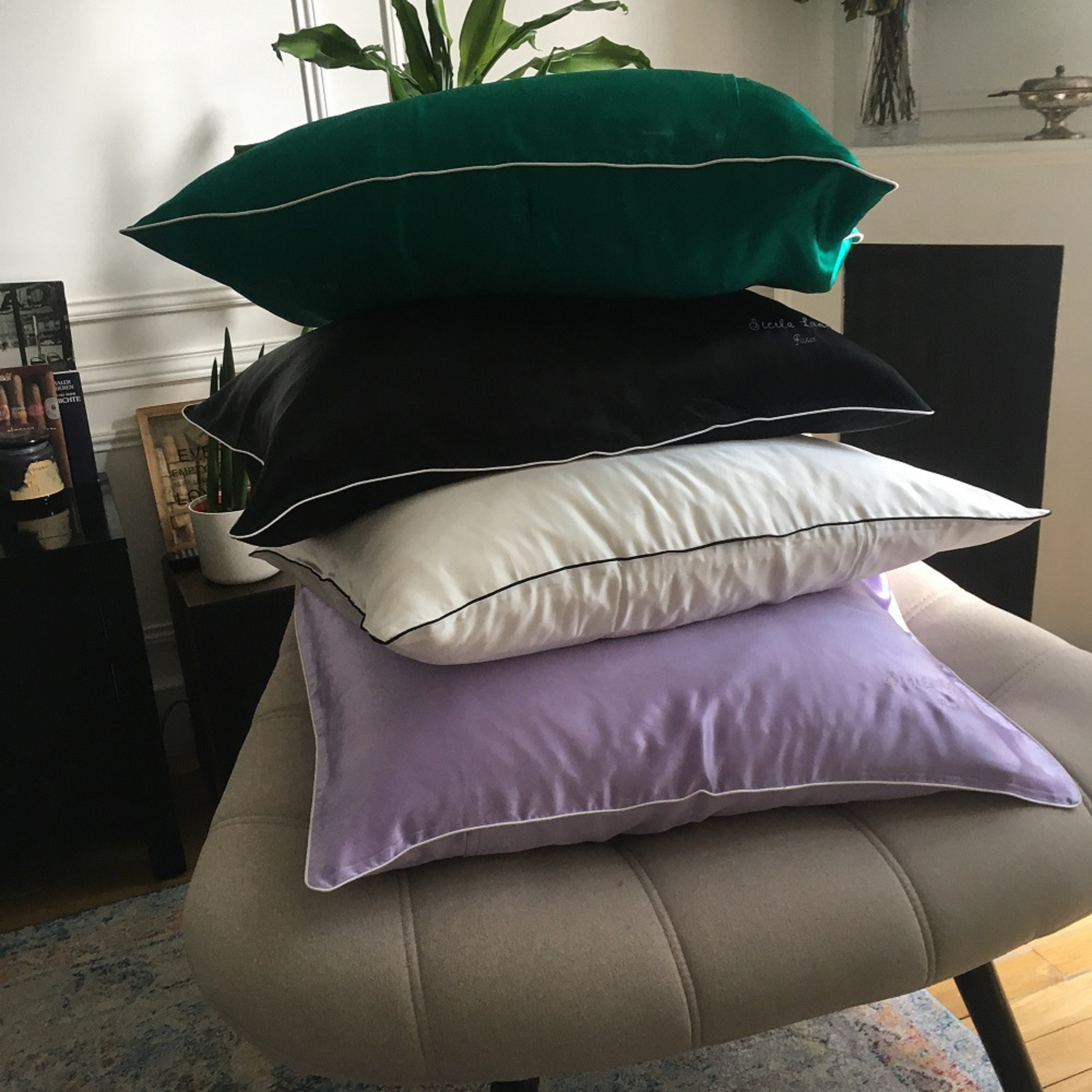 Taie d'oreiller en Soie Bio Luxe Multi Couleurs Style Chic 75x50, 65x65