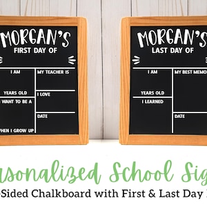 Personalized School Chalkboard Sign | First Day of School Sign | Last Day of School Sign | Two-Sided School Chalkboard Sign