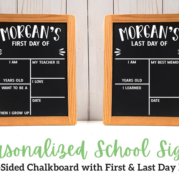 Personalized School Chalkboard Sign | First Day of School Sign | Last Day of School Sign | Two-Sided School Chalkboard Sign