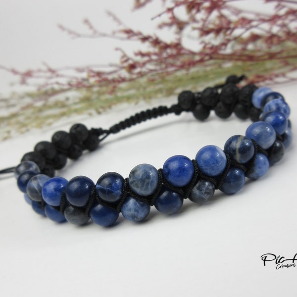 Bracelet de guérison unisexe avec pierres de sodalite, bracelet de meditation et yoga, bracelet 2 rangs, bijou spirituel pour être cher