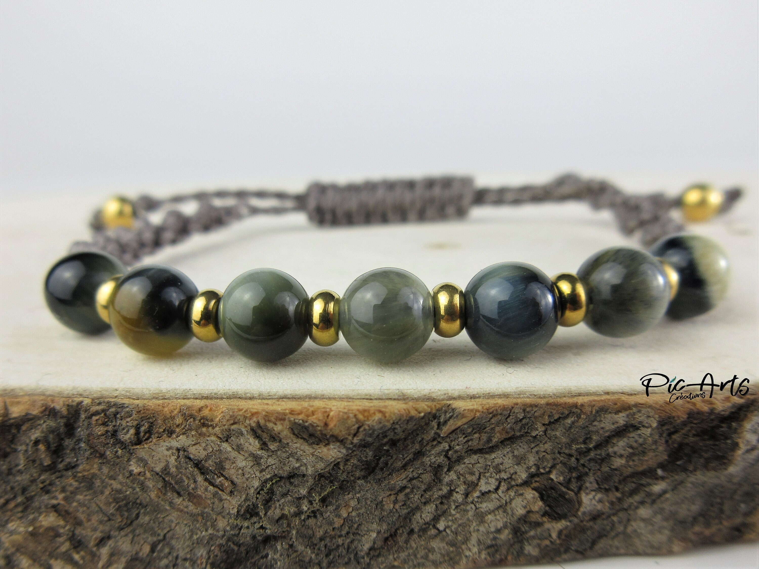 Rainbow Tiger's Eye Bracelet with zodiac charm / 6 to 7 Inch wrist