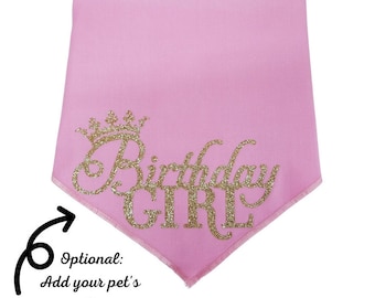 Birthday Girl Dog bandana, Cat Bandana, Birthday Bandana, Dog Accessories, Cat Accessories, Pet Accessories, Tie on Bandana, Snap on Bandana