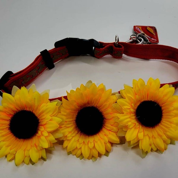 Dog Collar Sunflower Accessories, Autumn Cute Dog Collar Flower - Party or Wedding Dog Flower - Removable Collar Accessory Dog Mom Gift Idea