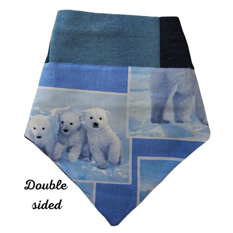 Dog bandana, Polar Denim Patch match with your pup XXL scrunchie, Cat Bandana, Dog Accessories, Cat Accessories, Tie on, Snap on Bandana image 4