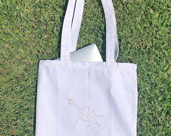 Handmade Canvas Tote Bag | Shoulder Bag with Zipper | Machine Embroidered Bag | Everyday Reusable Bag | Stylish Boho Handbag | Cotton Bag