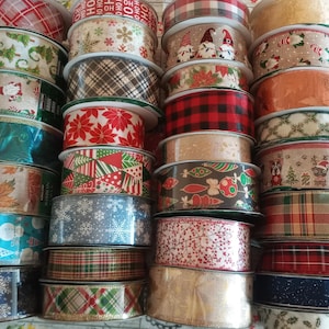 Luxury Kirkland Christmas and Seasonal Wired Ribbon Wire Edged Craft Decoration 36 Designs (available in 1 - 45 metre options)