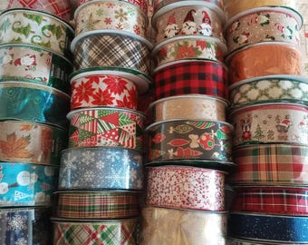 63mm Christmas Ribbon Wired Edge Tree Decoration Gift Wrap Presents Craft Glitter Luxury Xmas