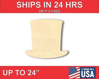 DIY Flat Laser Cut Unfinished 8-16 Uncle Sam Top Hat Wood Wooden Craft shape Cutout Wooden Art Craft Supplies Wood Cut Out Pack of 5
