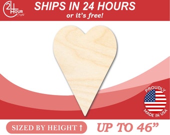 Unfinished Wooden Tall Heart Shape from 1" up to 46"  DIY Valentines Day Wedding Shower