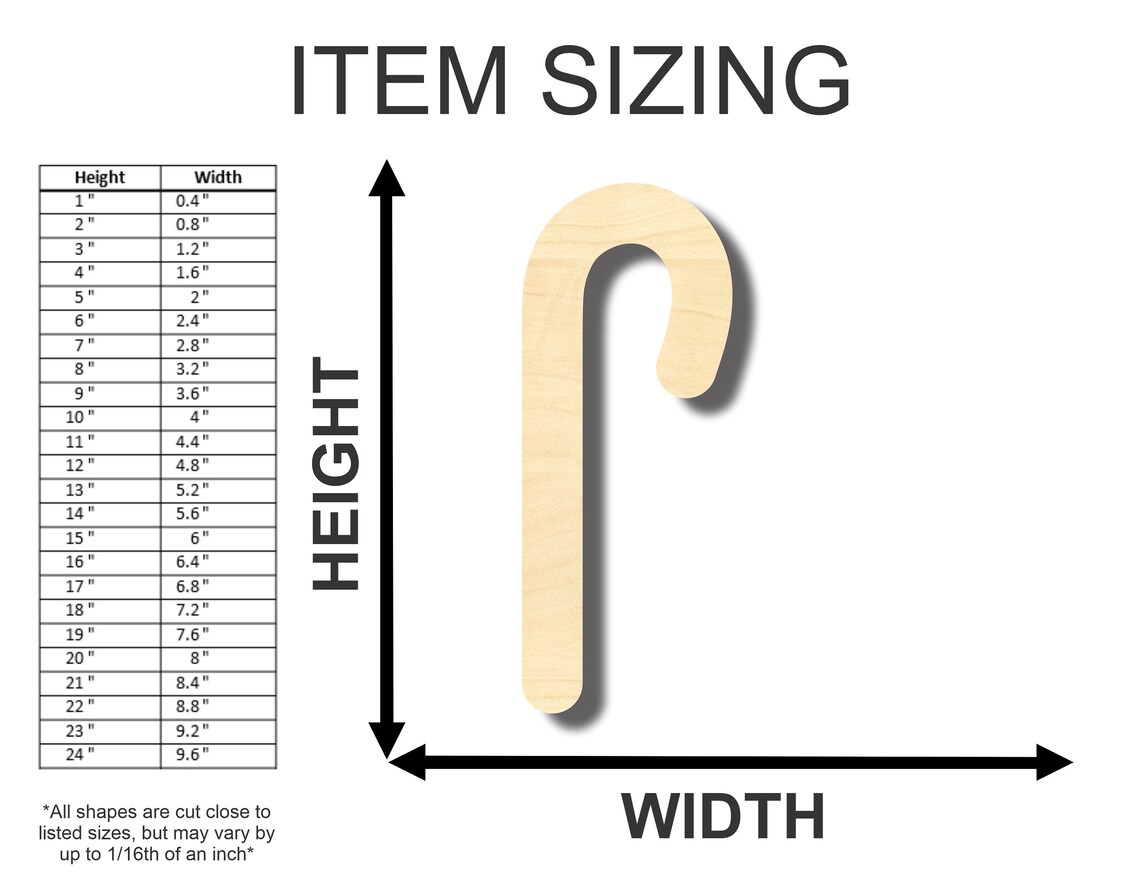 Unfinished Wooden Candy Cane Shape Christmas Craft up to Etsy