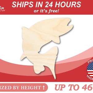 Unfinished Wooden Trout Salmon Fish Silhoutte - Craft- from 1&quot; up to 46&quot; DIY
