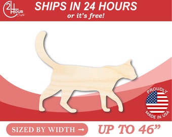 Unfinished Wooden Cat Shape - Animal - Pet - Craft - from 1" up to 46"  DIY