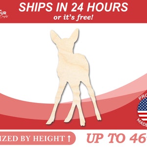 Unfinished Wooden Fawn Deer Shape - Animal - Craft - from 1&quot; up to 46&quot;  DIY