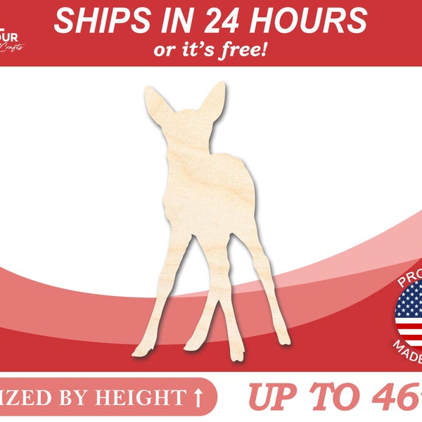 Unfinished Wooden Fawn Deer Shape - Animal - Craft - from 1" up to 46"  DIY