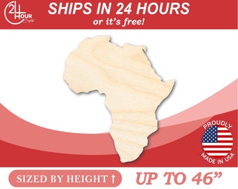 Unfinished Wooden Africa Shape - African - Craft - from 1" up to 46"  DIY