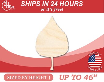 Unfinished Wooden Birch Leaf Shape - Fall - Craft - from 1" up to 46"  DIY