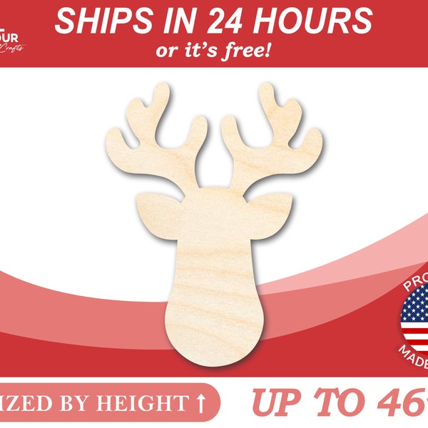 Unfinished Wooden Cute Reindeer Shape - Christmas - Craft - from 1" up to 46" DIY