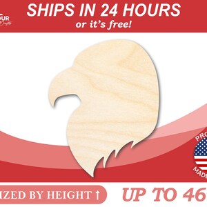 Unfinished Wooden Eagle Head Shape - Animal - Wildlife - Craft - from 1" up to 46"  DIY