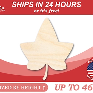 Unfinished Wooden Ivy Leaf Shape - Fall - Craft - from 1&quot; up to 46&quot;  DIY