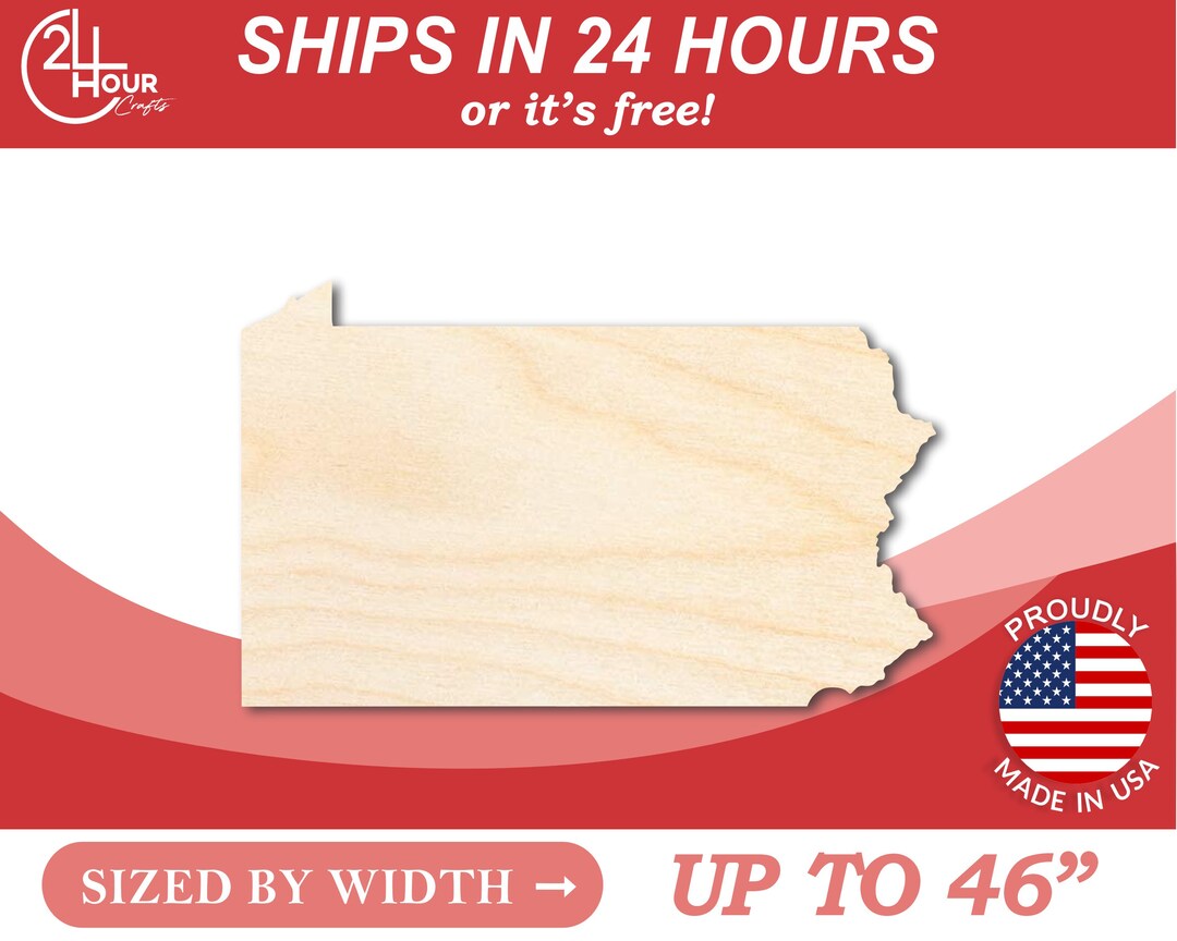 Unfinished Wooden Pennsylvania Shape State Craft From 1 up to 46 DIY Etsy