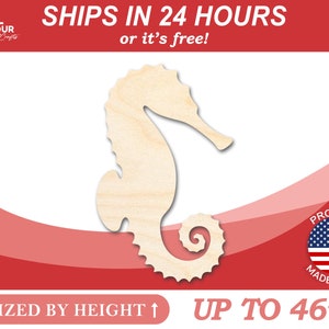 Unfinished Wooden Seahorse Shape - Ocean - Nursery - Craft - from 1&quot; up to 46&quot;  DIY