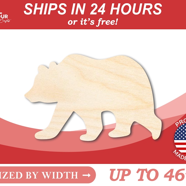 Unfinished Wooden Grizzly Bear Shape - Animal - Craft - from 1" up to 46"  DIY