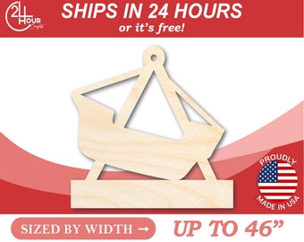 Unfinished Wood Pirate Ship Ride Shape | Amusement Park | Craft Cutout | from 1" up to 46" DIY