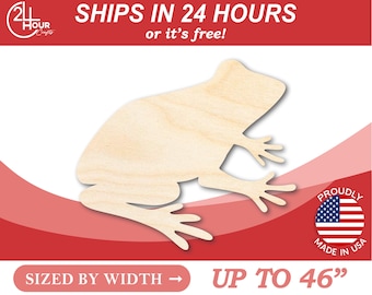 Unfinished Wooden Frog Shape - Animal - Craft - from 1" up to 46"  DIY