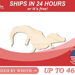 Unfinished Wooden Alligator Shape - Animal - Florida - Craft - from 1&quot; up to 46&quot;  DIY
