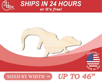 Unfinished Wooden Alligator Shape - Animal - Florida - Craft - from 1" up to 46"  DIY