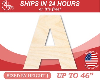 Unfinished Wooden Block Letter A - Craft - from 1" up to 46" DIY