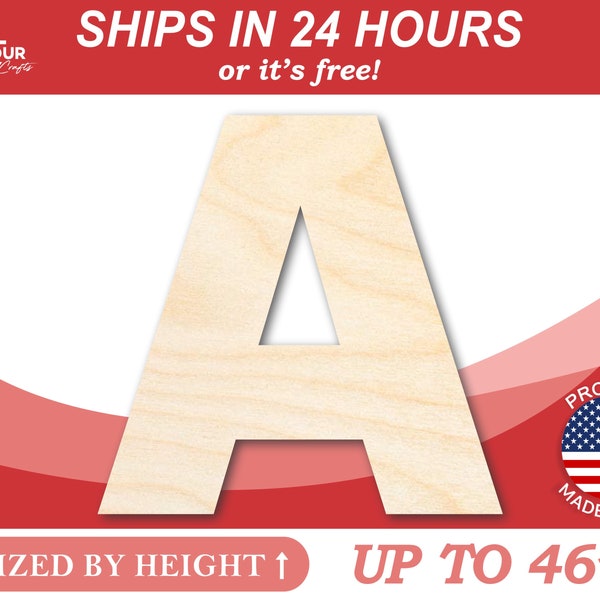 Unfinished Wooden Block Letter A - Craft - from 1" up to 46" DIY