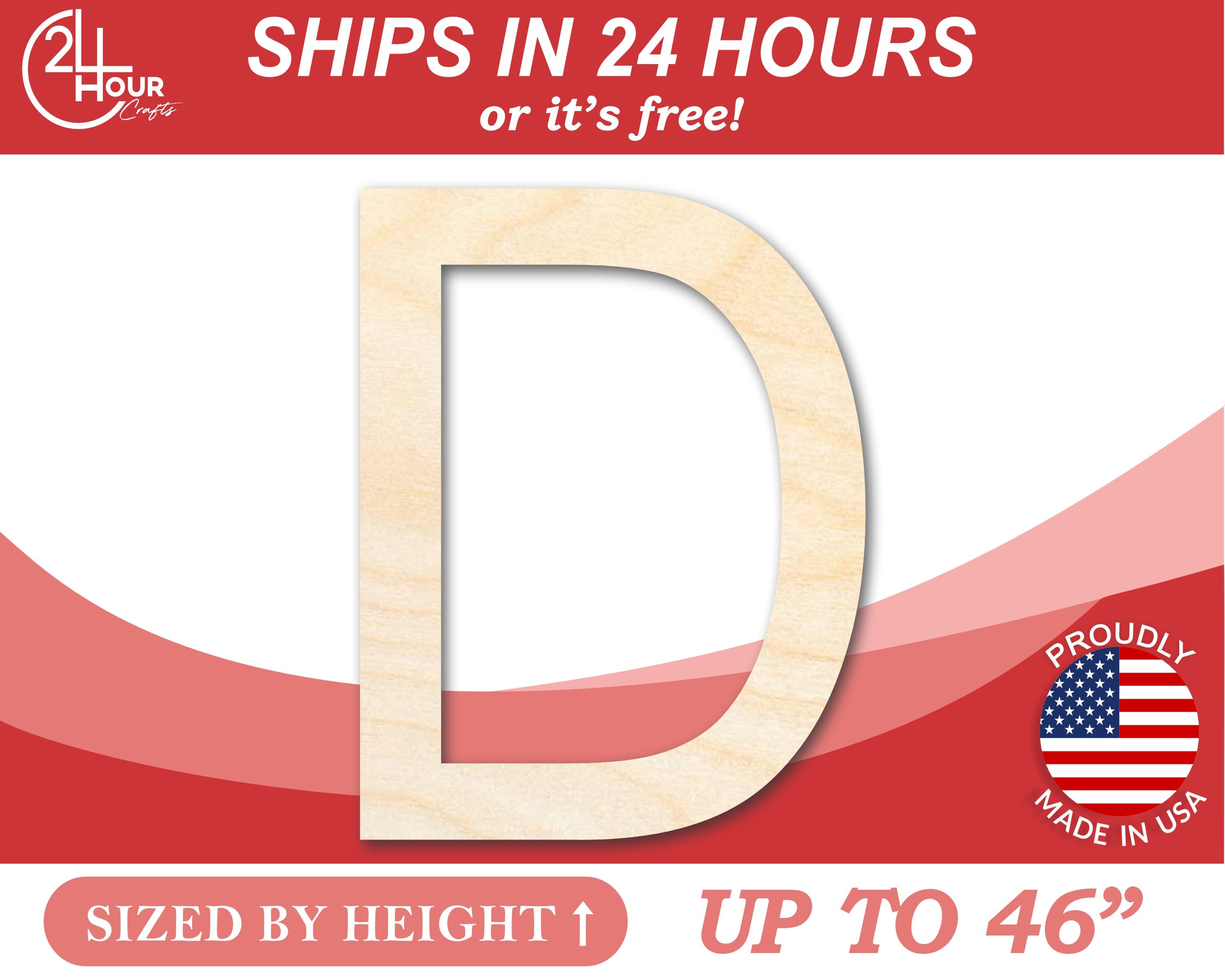 Unfinished Wooden Arial Letter D Shape - Craft - From 1" up to 46" DIY ...