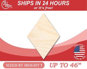 Unfinished Wooden Rhombus Shape - Craft - from 1" up to 46"  DIY