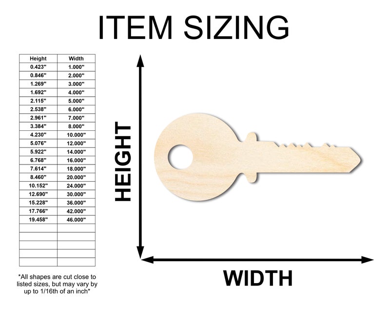 Unfinished Wooden Key Shape - Craft - From 1