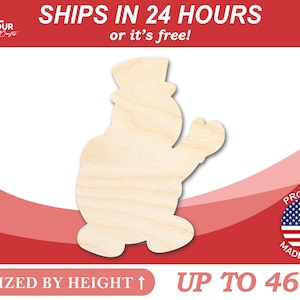 Unfinished Wooden Friendly Snowman Shape - Craft - from 1" up to 46" DIY