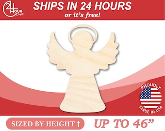 Unfinished Wooden Angel Halo Shape - Christmas - Craft - from 1" up to 46" DIY