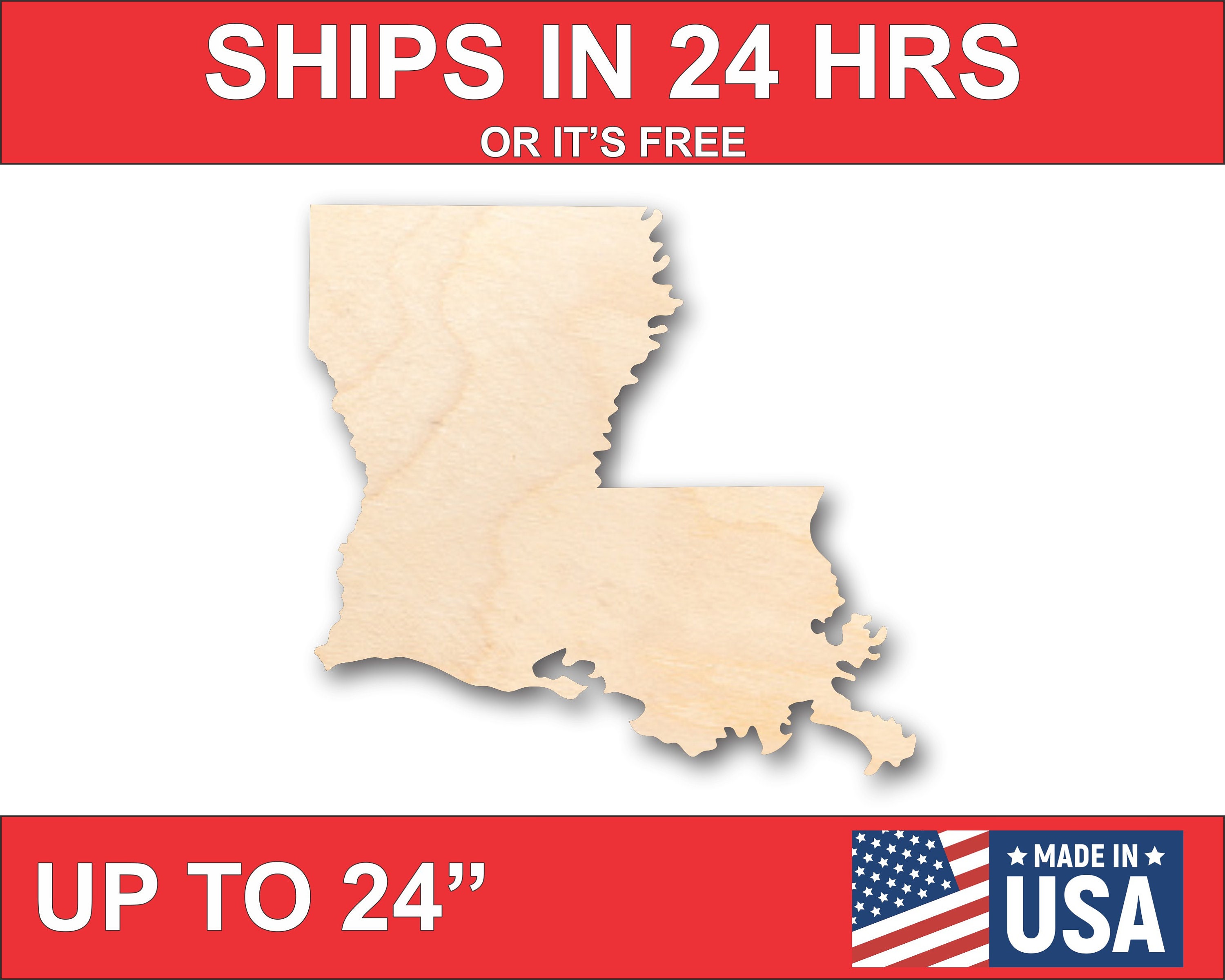 Unfinished Wooden Louisiana Shape - State - Craft - up to 24"  D…