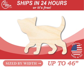Unfinished Wooden Kitten Cat Shape - Animal - Pet - Craft - from 1" up to 46"  DIY