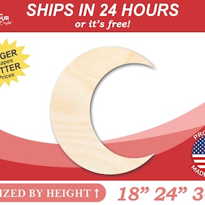 Bigger Better | Unfinished Wood Crescent Moon Shape | DIY Craft Cutout | image 1