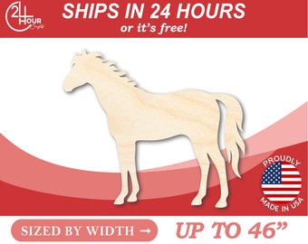 Unfinished Wooden Horse Shape - Sport - Farm Animal - Craft - from 1" up to 46"  DIY