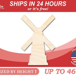 Unfinished Wooden Windmill Shape - Dutch - Farm - Garden - Craft - from 1&quot; up to 46&quot;  DIY