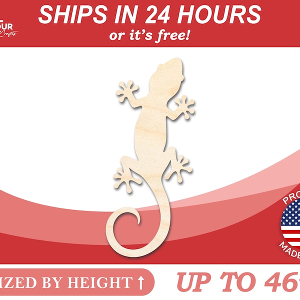 Unfinished Wooden Gecko Shape - Animal - Craft - from 1" up to 46"  DIY