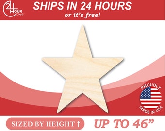 Unfinished Wooden Star Shape - Craft - from 1" up to 46"  DIY