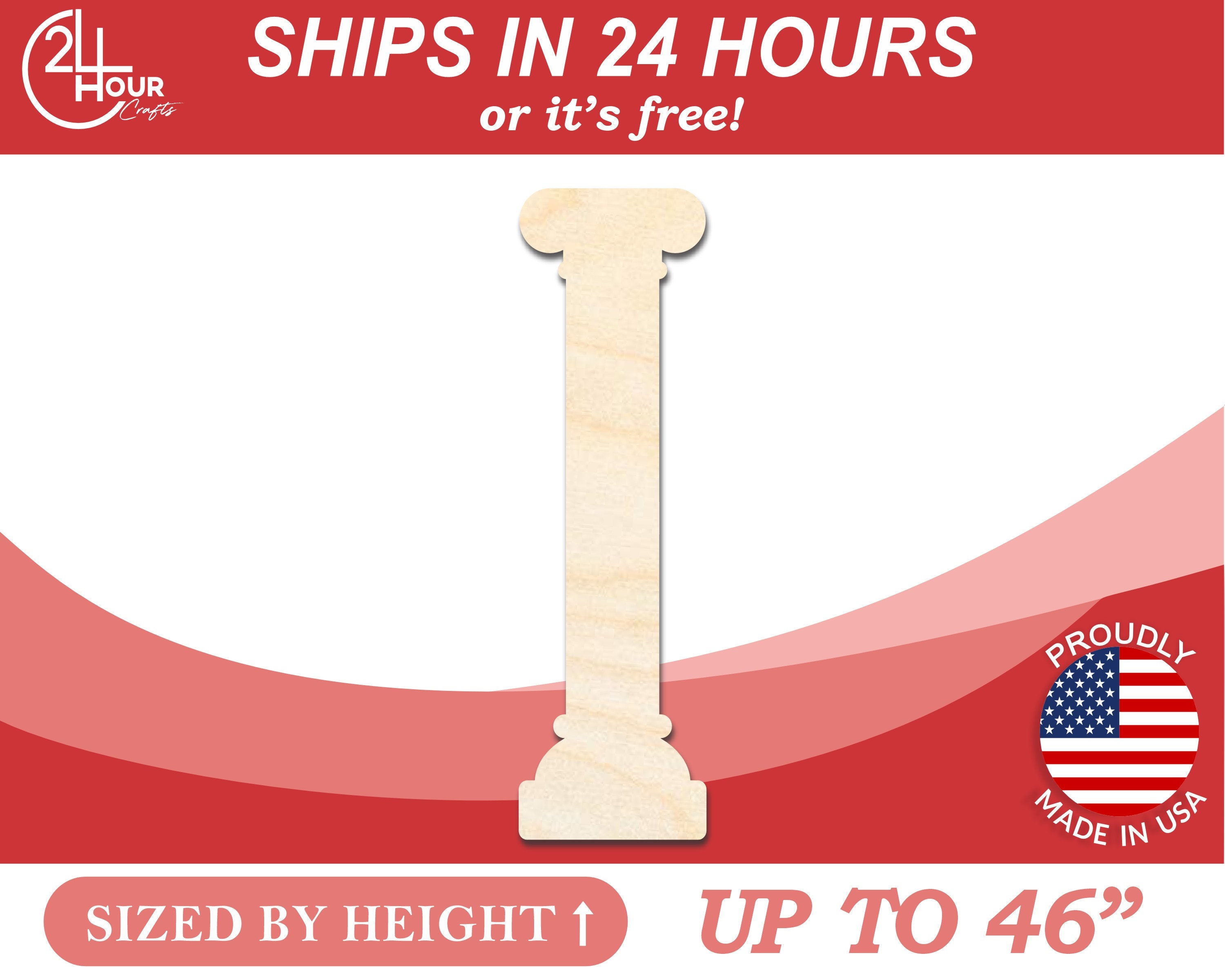 Unfinished Wooden Greek Classic Column Shape - Craft - from 1" up to 46"  DIY